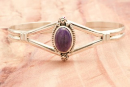 Genuine Charoite Sterling Silver Navajo Bracelet
